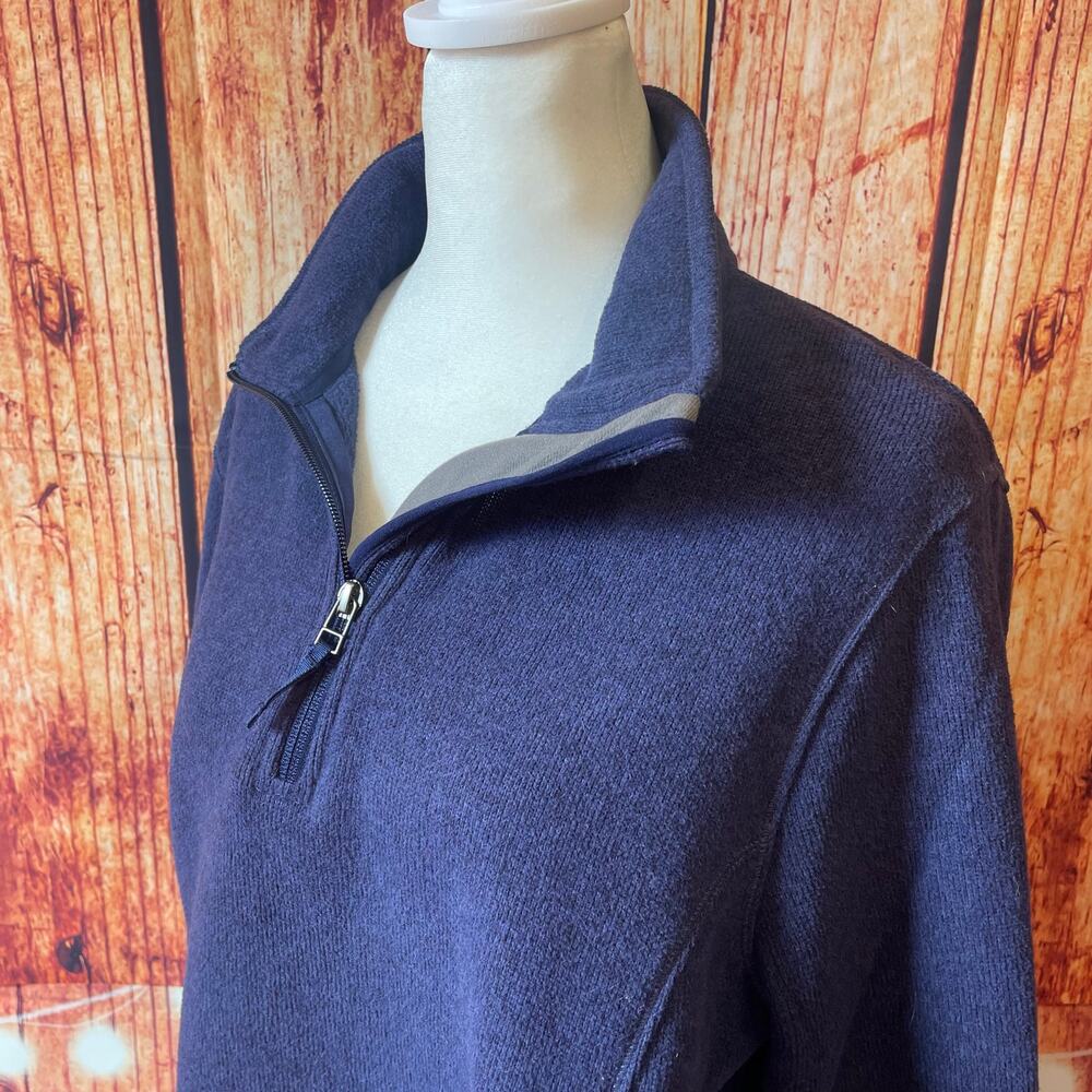 Lands' End women's 1/4 zip fleece pullover navy blue size Large 14-16 EUC soft!